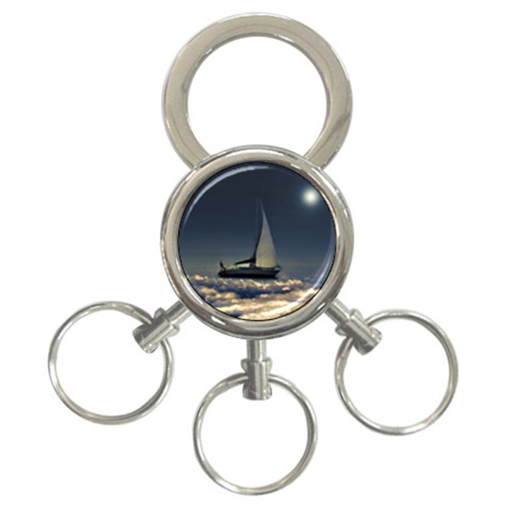 Navigating Trough Clouds Dreamy Collage Photography 3-Ring Key Chain