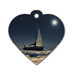 Navigating Trough Clouds Dreamy Collage Photography Dog Tag Heart (one Sided)  by dflcprints