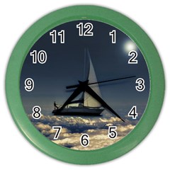 Navigating Trough Clouds Dreamy Collage Photography Wall Clock (color) by dflcprints