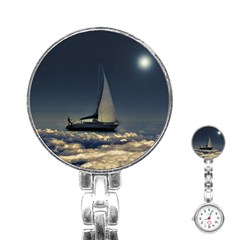 Navigating Trough Clouds Dreamy Collage Photography Stainless Steel Nurses Watch by dflcprints