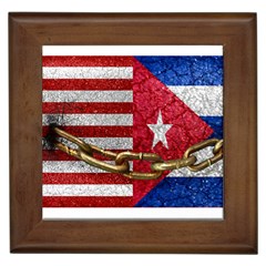 United States And Cuba Flags United Design Framed Ceramic Tile by dflcprints