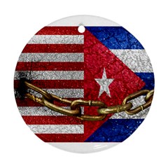 United States And Cuba Flags United Design Round Ornament by dflcprints