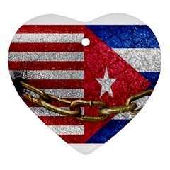 United States And Cuba Flags United Design Heart Ornament by dflcprints