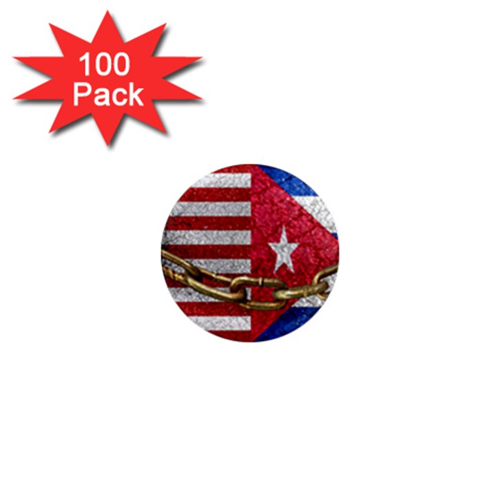 United States and Cuba Flags United Design 1  Mini Button Magnet (100 pack)