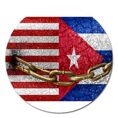 United States And Cuba Flags United Design Magnet 5  (round) by dflcprints