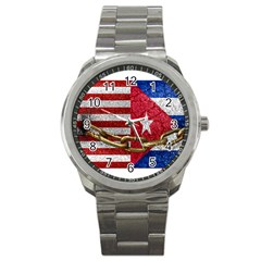 United States And Cuba Flags United Design Sport Metal Watch by dflcprints