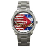 United States and Cuba Flags United Design Sport Metal Watch Front