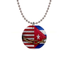 United States And Cuba Flags United Design Button Necklace by dflcprints