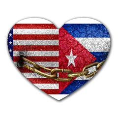 United States And Cuba Flags United Design Mouse Pad (heart) by dflcprints