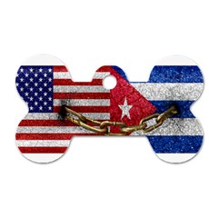 United States And Cuba Flags United Design Dog Tag Bone (two Sided) by dflcprints