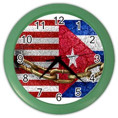 United States And Cuba Flags United Design Wall Clock (color)