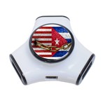 United States and Cuba Flags United Design 3 Port USB Hub Front