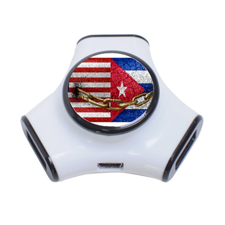 United States and Cuba Flags United Design 3 Port USB Hub