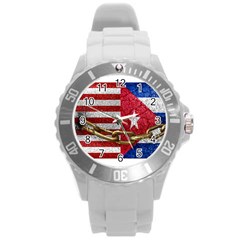 United States And Cuba Flags United Design Plastic Sport Watch (large) by dflcprints