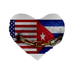 United States And Cuba Flags United Design 16  Premium Heart Shape Cushion  by dflcprints