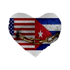 United States And Cuba Flags United Design 16  Premium Flano Heart Shape Cushion  by dflcprints