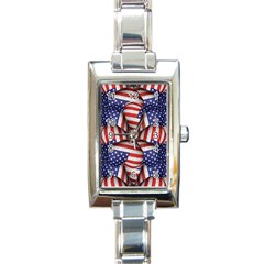 Modern Usa Flag Pattern Rectangular Italian Charm Watch by dflcprints