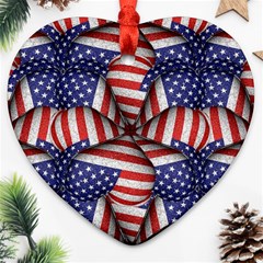 Modern Usa Flag Pattern Heart Ornament by dflcprints