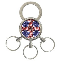 Modern Usa Flag Pattern 3-ring Key Chain by dflcprints