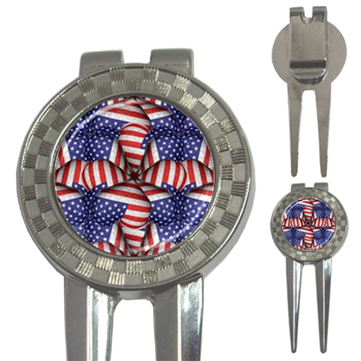 Modern Usa Flag Pattern Golf Pitchfork & Ball Marker