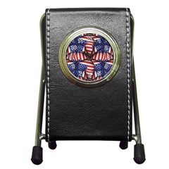 Modern Usa Flag Pattern Stationery Holder Clock by dflcprints