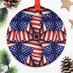 Modern Usa Flag Pattern Round Ornament (two Sides) by dflcprints