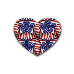 Modern Usa Flag Pattern Drink Coasters (heart) by dflcprints