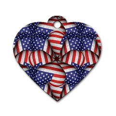 Modern Usa Flag Pattern Dog Tag Heart (two Sided) by dflcprints