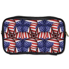 Modern Usa Flag Pattern Travel Toiletry Bag (two Sides) by dflcprints