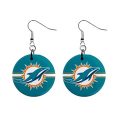 Miami Dolphins National Football League Nfl Teams Afc Mini Button Earrings by SportMart