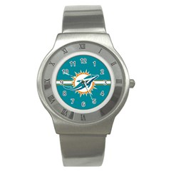 Miami Dolphins National Football League Nfl Teams Afc Stainless Steel Watch (slim) by SportMart