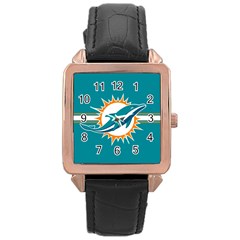 Miami Dolphins National Football League Nfl Teams Afc Rose Gold Leather Watch 