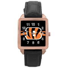 Cincinnati Bengals National Football League Nfl Teams Afc Rose Gold Leather Watch  by SportMart