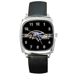 Baltimore Ravens National Football League Nfl Teams Afc Square Leather Watch by SportMart