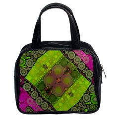 Florescent Pink Green  Classic Handbag (two Sides)