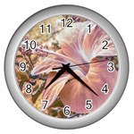 Fantasy Colors Hibiscus Flower Digital Photography Wall Clock (Silver) Front