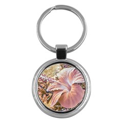 Fantasy Colors Hibiscus Flower Digital Photography Key Chain (round) by dflcprints