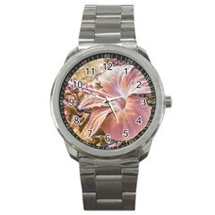 Fantasy Colors Hibiscus Flower Digital Photography Sport Metal Watch by dflcprints