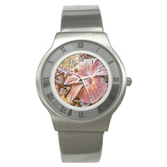 Fantasy Colors Hibiscus Flower Digital Photography Stainless Steel Watch (slim) by dflcprints