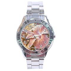 Fantasy Colors Hibiscus Flower Digital Photography Stainless Steel Watch by dflcprints