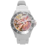 Fantasy Colors Hibiscus Flower Digital Photography Plastic Sport Watch (Large) Front