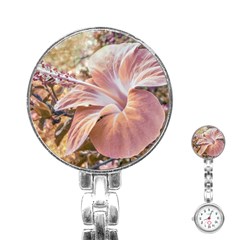 Fantasy Colors Hibiscus Flower Digital Photography Stainless Steel Nurses Watch by dflcprints