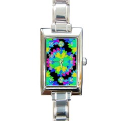 Multicolored Floral Print Geometric Modern Pattern Rectangular Italian Charm Watch by dflcprints