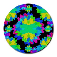 Multicolored Floral Print Geometric Modern Pattern 8  Mouse Pad (round)