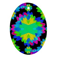 Multicolored Floral Print Geometric Modern Pattern Oval Ornament by dflcprints