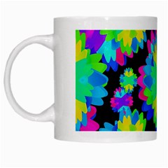 Multicolored Floral Print Geometric Modern Pattern White Coffee Mug by dflcprints