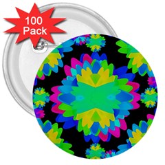 Multicolored Floral Print Geometric Modern Pattern 3  Button (100 Pack) by dflcprints