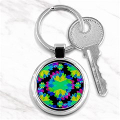 Multicolored Floral Print Geometric Modern Pattern Key Chain (round)