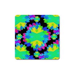 Multicolored Floral Print Geometric Modern Pattern Magnet (square) by dflcprints