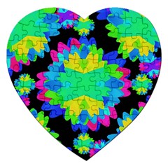 Multicolored Floral Print Geometric Modern Pattern Jigsaw Puzzle (heart) by dflcprints